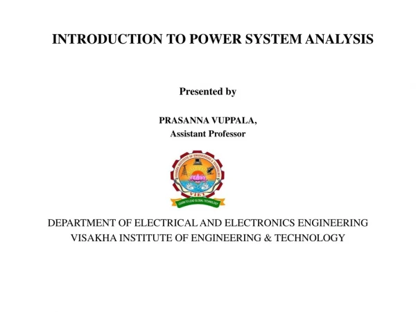 INTRODUCTION TO POWER SYSTEM ANALYSIS