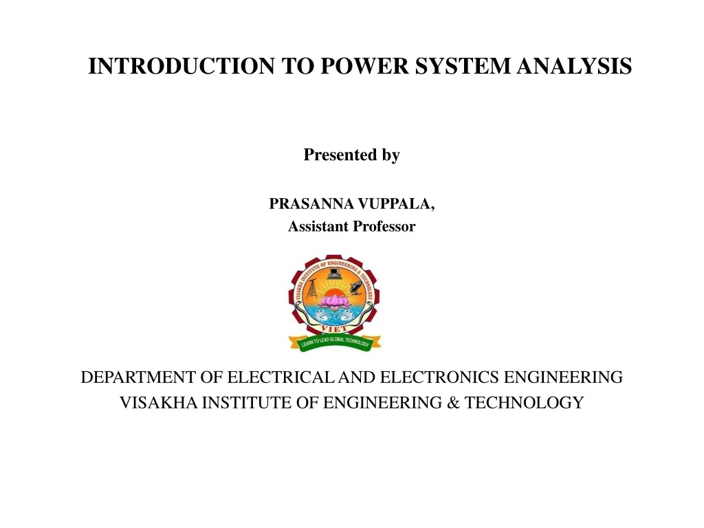 introduction to power system analysis