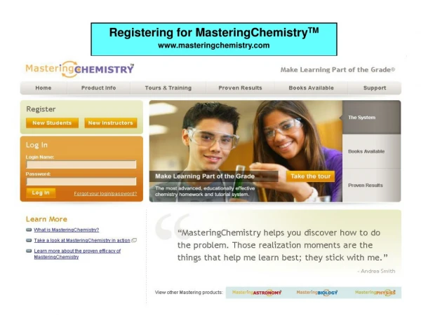 Registering for MasteringChemistry TM masteringchemistry