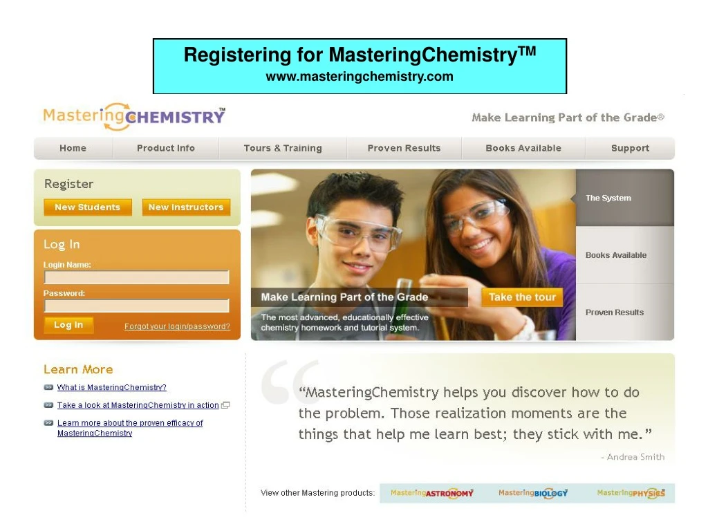 registering for masteringchemistry