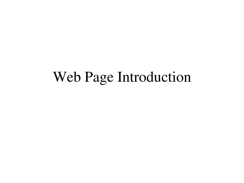 web page introduction