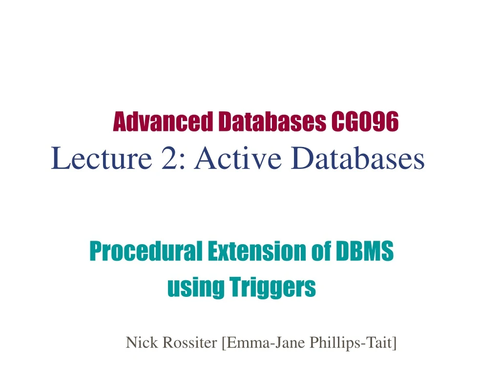 lecture 2 active databases