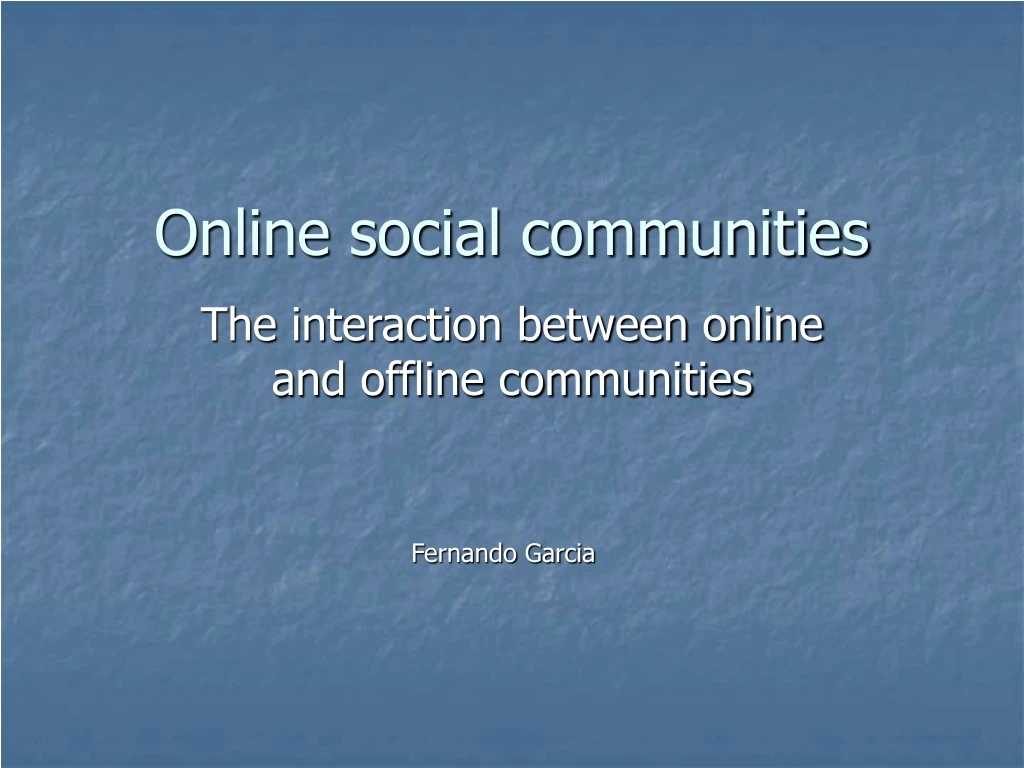 online social communities