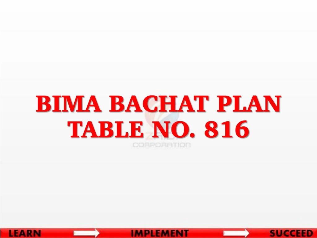 bima bachat plan table no 816