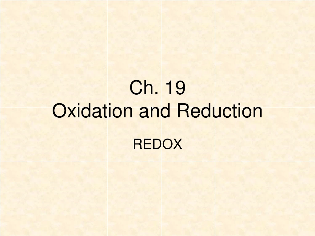 ch 19 oxidation and reduction