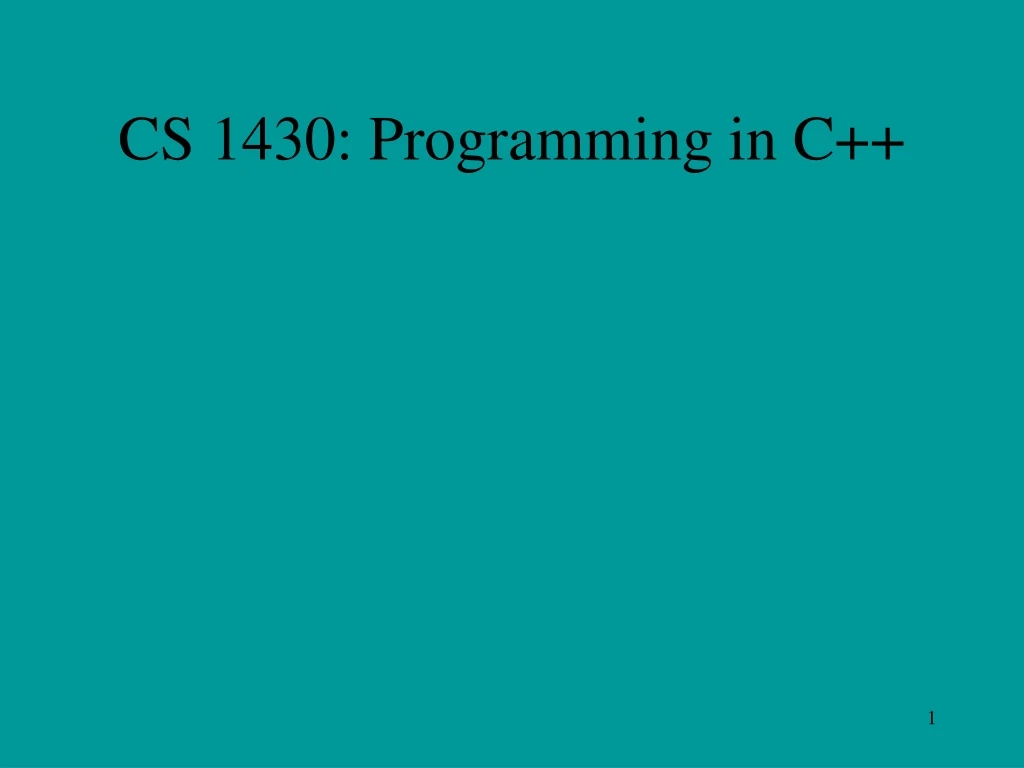 cs 1430 programming in c