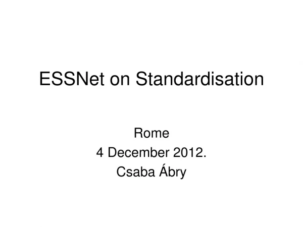 ESSNet on Standardisation