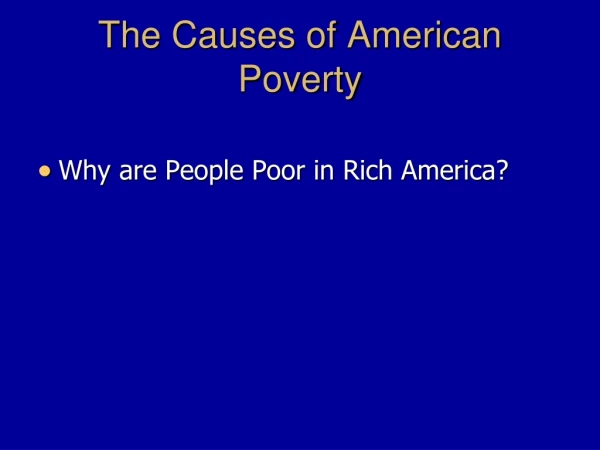 The Causes of American Poverty
