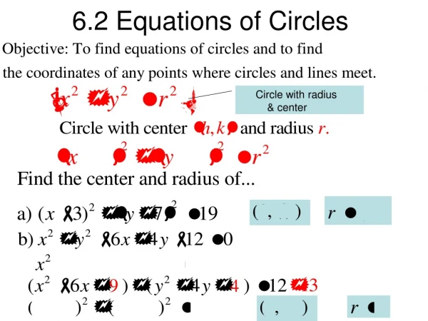 6.2 Equations of Circles