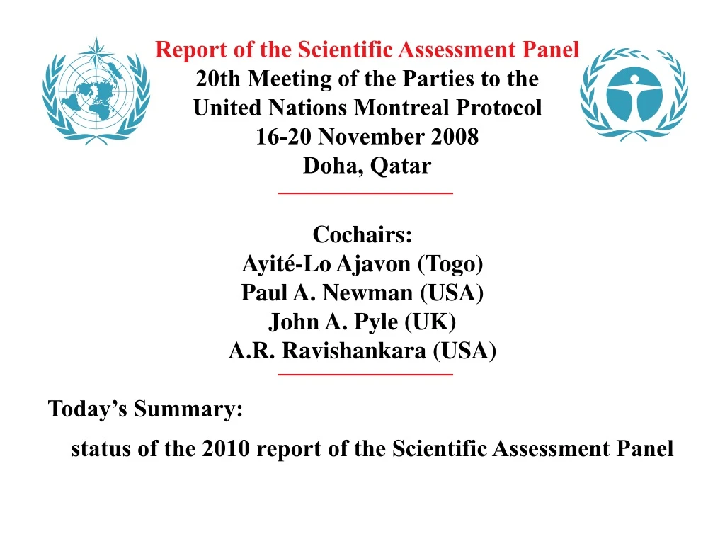 report of the scientific assessment panel 20th