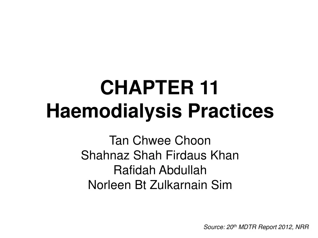 chapter 11 haemodialysis practices