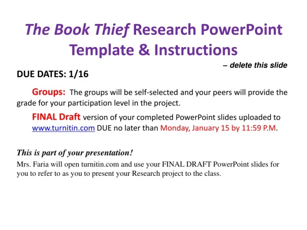 The Book Thief Research PowerPoint Template &amp; Instructions