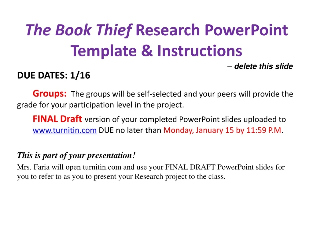 the book thief research powerpoint template instructions