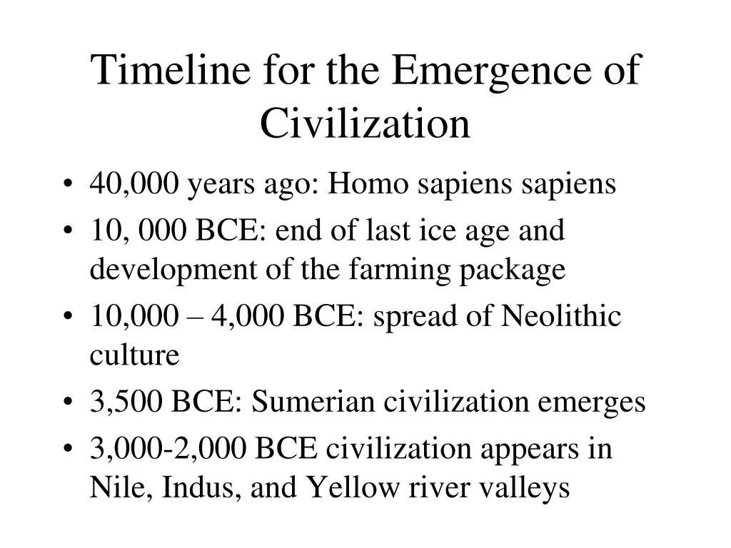 timeline for the emergence of civilization