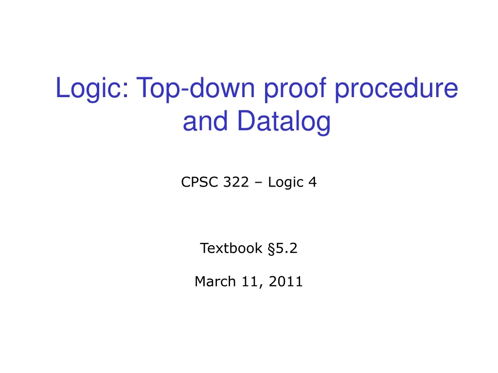 logic top down proof procedure and datalog