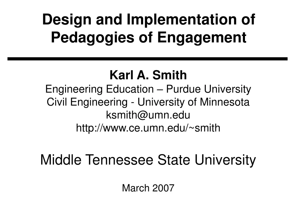 design and implementation of pedagogies of engagement