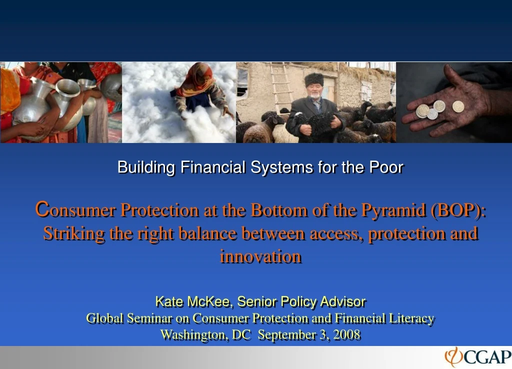 building financial systems for the poor c onsumer