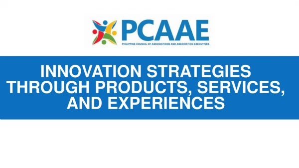 INNOVATION STRATEGIES THROUGH PRODUCTS, SERVICES, AND EXPERIENCES