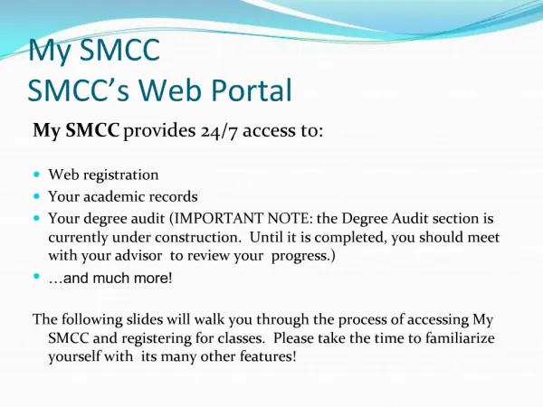 My SMCC SMCC s Web Portal