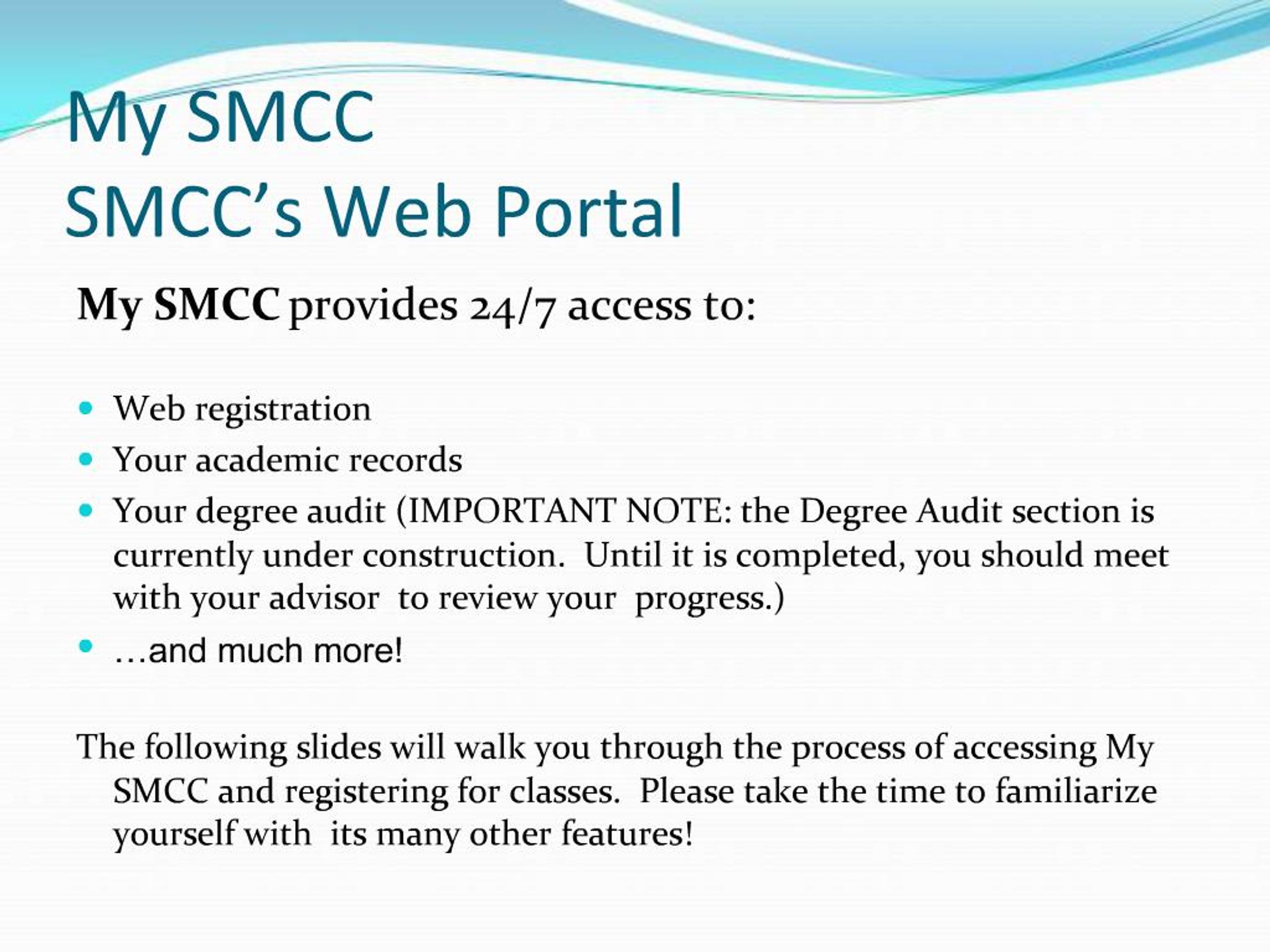 PPT - My SMCC SMCC s Web Portal PowerPoint Presentation, free download ...