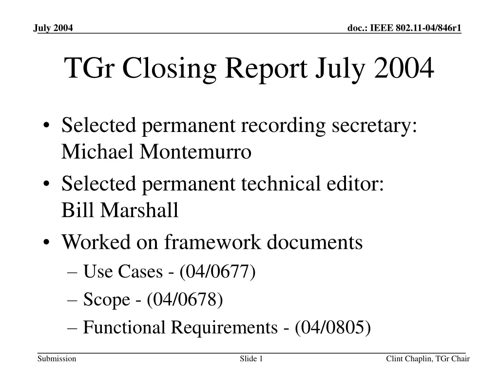 tgr closing report july 2004