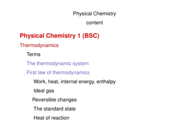 Physical Chemistry content