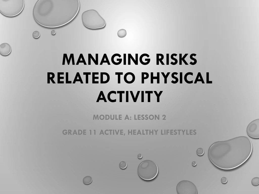 managing risks related to physical activity