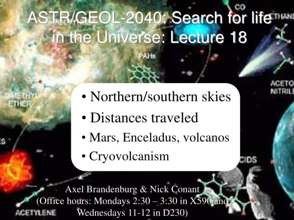ASTR/GEOL-2040: Search for life in the Universe: Lecture 18