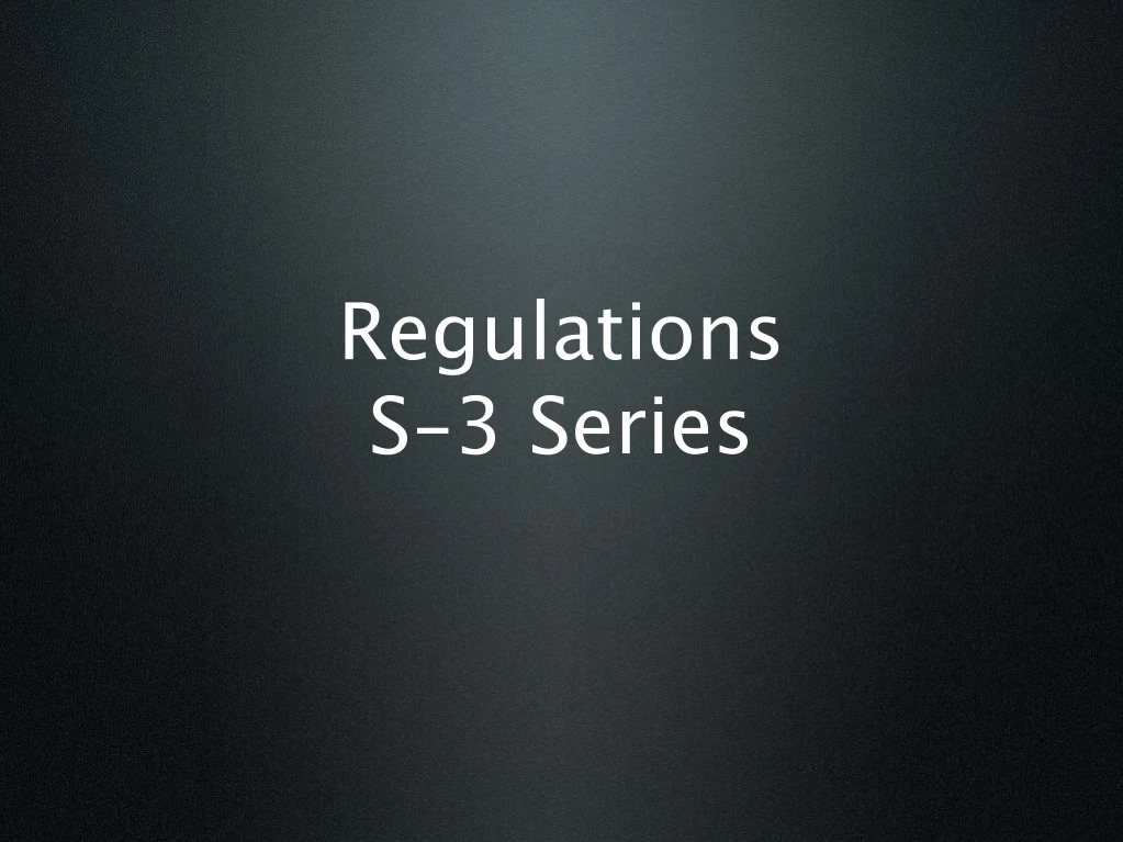 regulations s 3 series