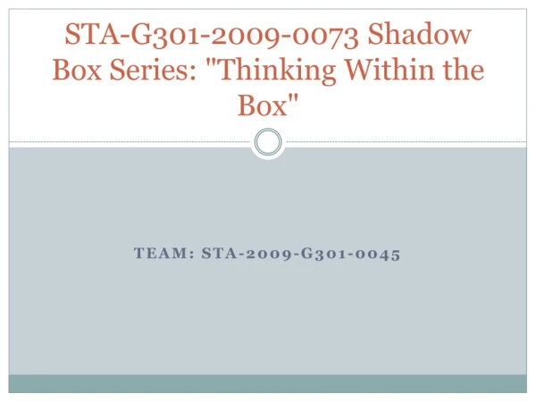 STA-G301-2009-0073 Shadow Box Series: &quot;Thinking Within the Box&quot;