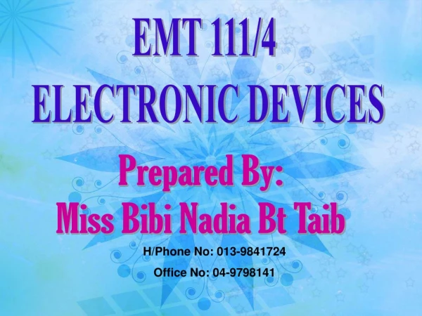 EMT 111/4 ELECTRONIC DEVICES