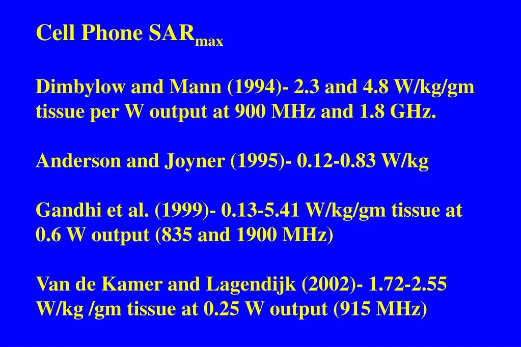 cell phone sar max dimbylow and mann 1994