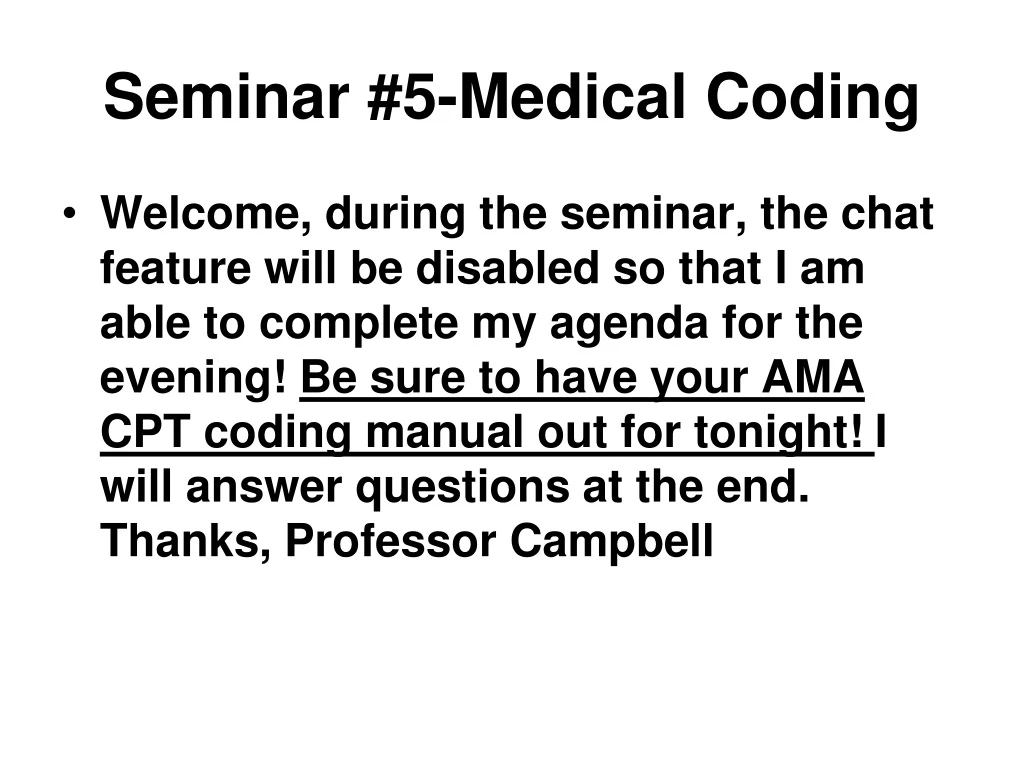 seminar 5 medical coding