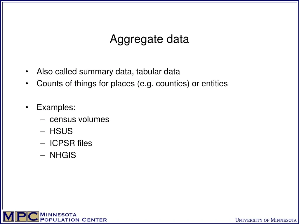 aggregate data