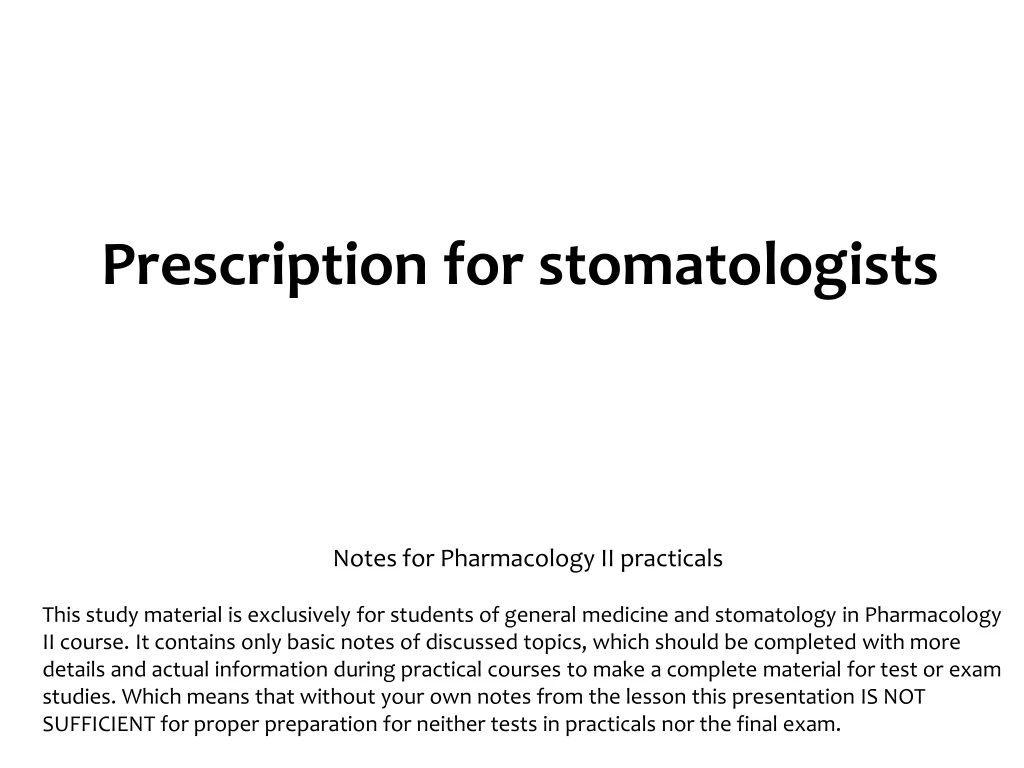prescription for stomatologists