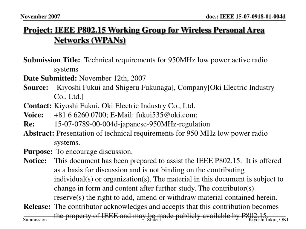 project ieee p802 15 working group for wireless