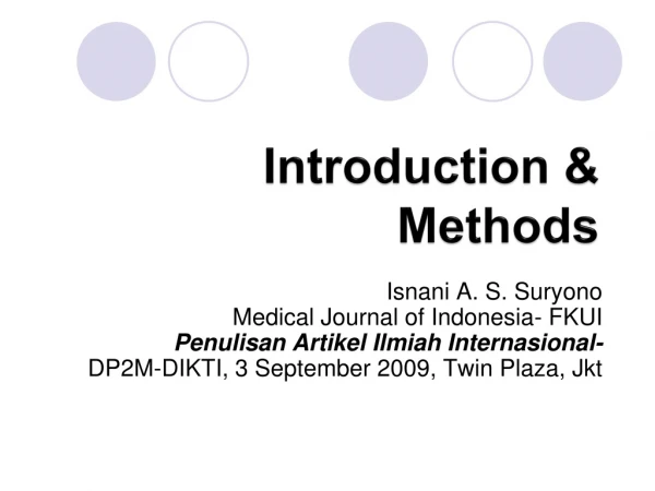 Introduction &amp; Methods