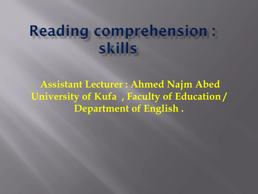 reading comprehension skills