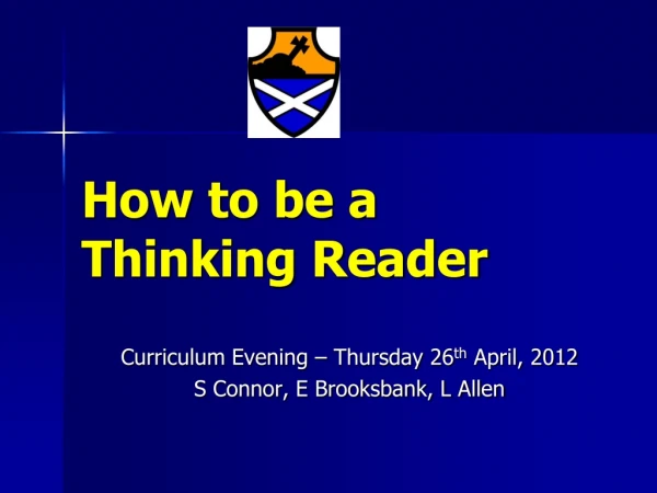 How to be a Thinking Reader