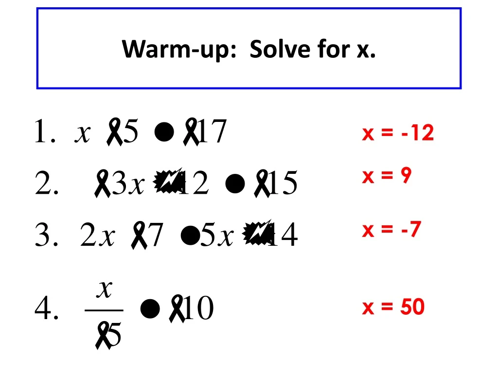 warm up solve for x