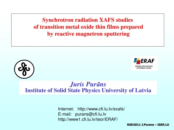 Synchrotron radiation XAFS studies of transition metal oxide thin films prepared