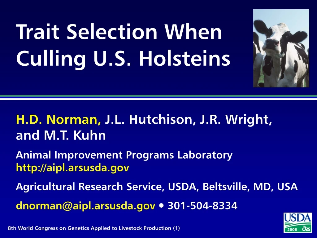 trait selection when culling u s holsteins