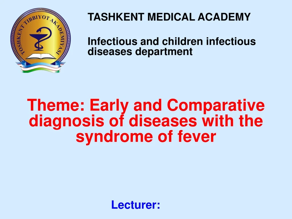 tashkent medical academy infectious and children infectious diseases department