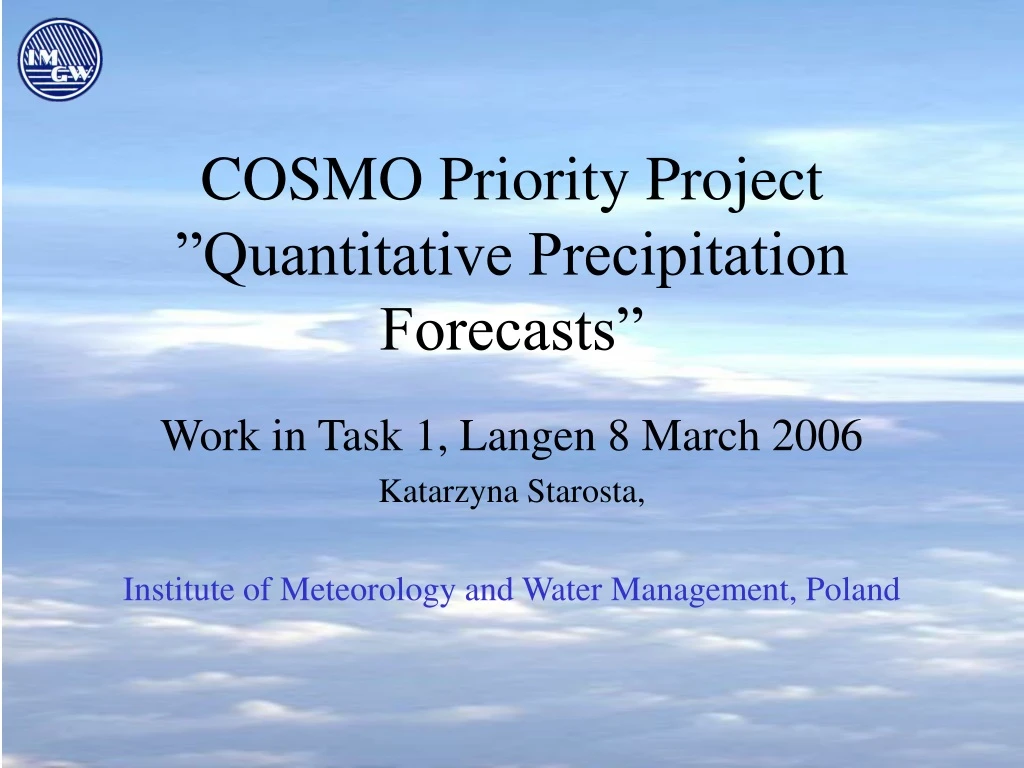 cosmo priority project quantitative precipitation forecasts