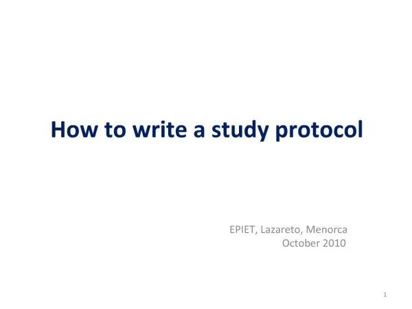 How to write a study protocol