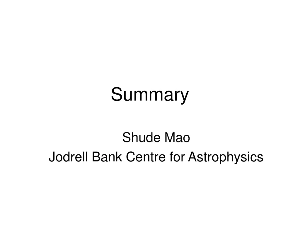 shude mao jodrell bank centre for astrophysics