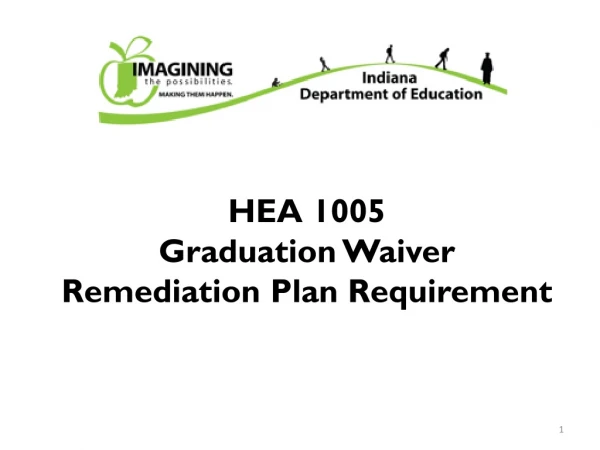 HEA 1005 Graduation Waiver Remediation Plan Requirement
