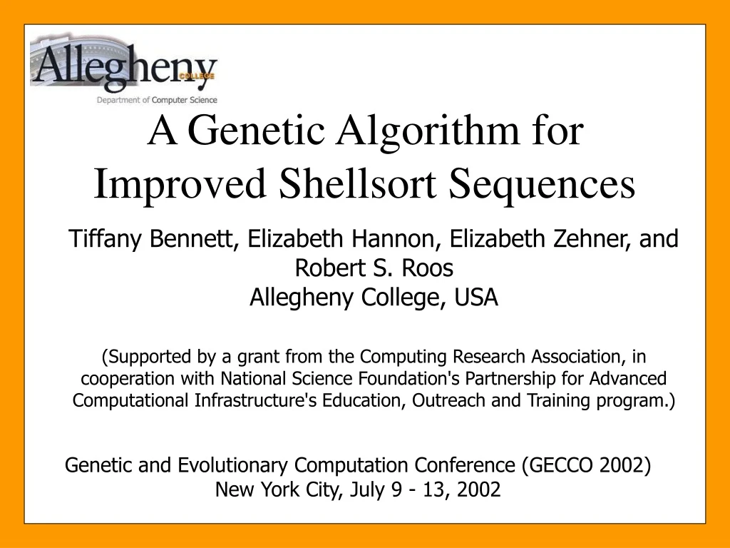 a genetic algorithm for improved shellsort