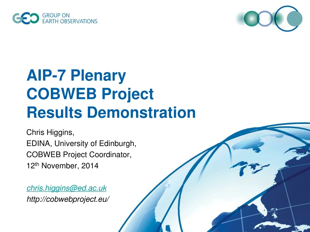 aip 7 plenary cobweb project results demonstration