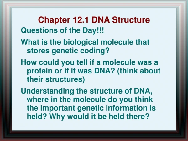 Chapter 12.1 DNA Structure